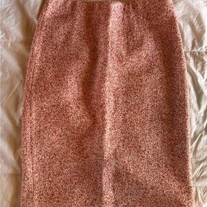 Ann Taylor Pink and White Tweed Pencil Skirt